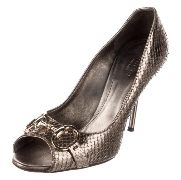 Gucci NIB Metallic Python Horsebit Pumps 5.5 - Picture 4 of 6